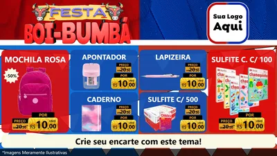 Modelo de TV para TV Horizontal com o tema Festa Boi Bumbá para Papelaria