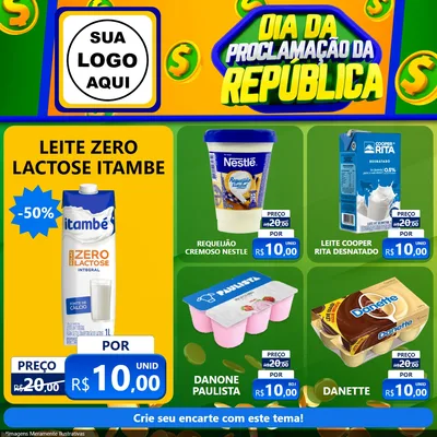 Modelo de Rede Social para Feed Facebook com o tema Dia Da Proclamação da República para Frios e Laticínios