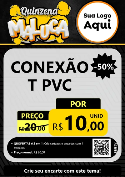 Modelo de Cartaz para Cartaz A4 Vertical com o tema Quinzena Maluca para Tubos e conexões