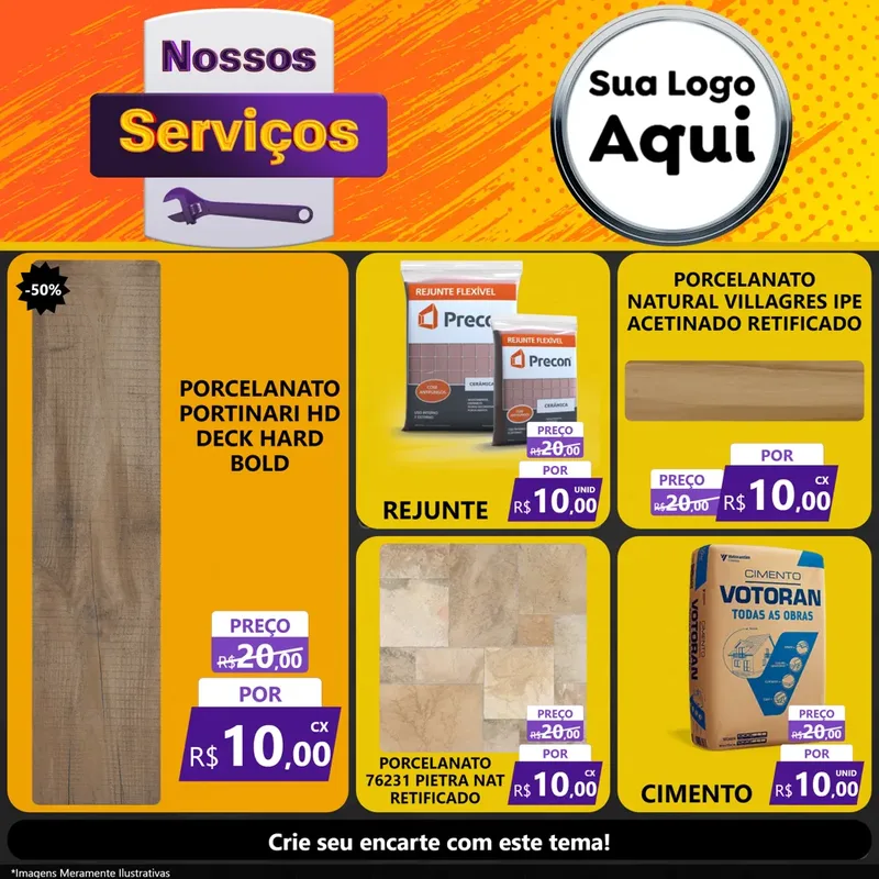 Modelo de Rede Social para Feed Facebook com o tema Nossos Serviços para Pisos e revestimentos