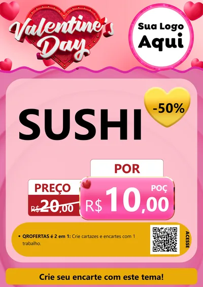Modelo de Cartaz para Cartaz A4 Vertical com o tema Valentine's Day para Comida japonesa