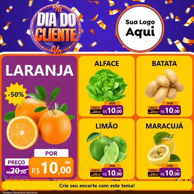 Modelo de Rede Social para Feed Facebook com o tema Dia do Cliente para Hortifrúti
