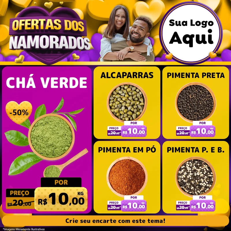 Modelo de Rede Social para Feed Facebook com o tema Oferta Dos Namorados para Produtos Naturais