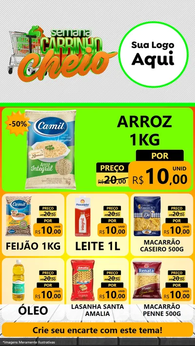 Modelo de Rede Social para Stories com o tema Semana Carrinho Cheio para Supermercado