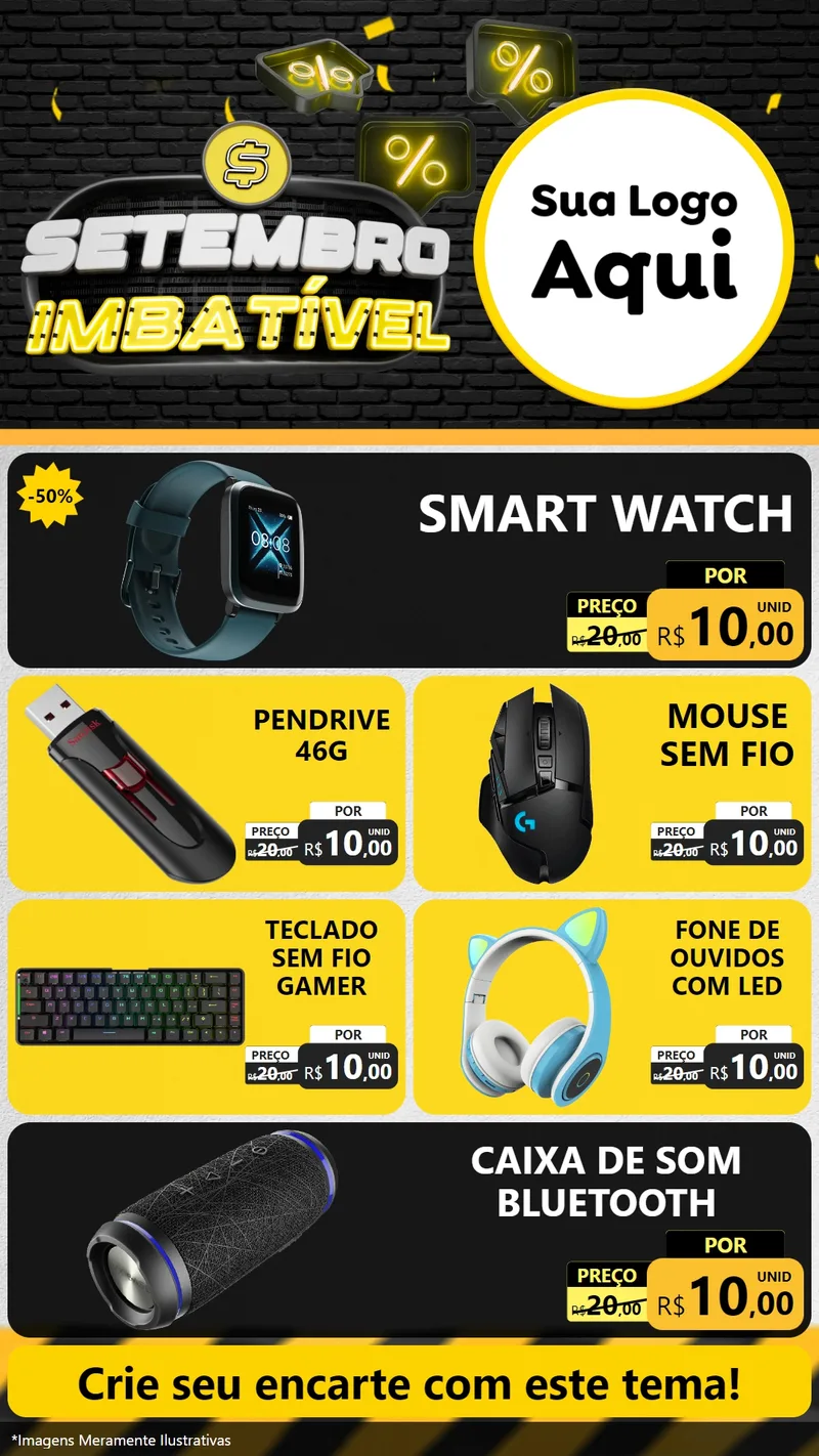 Modelo de TV para TV Vertical com o tema Setembro Imbatível para Informática