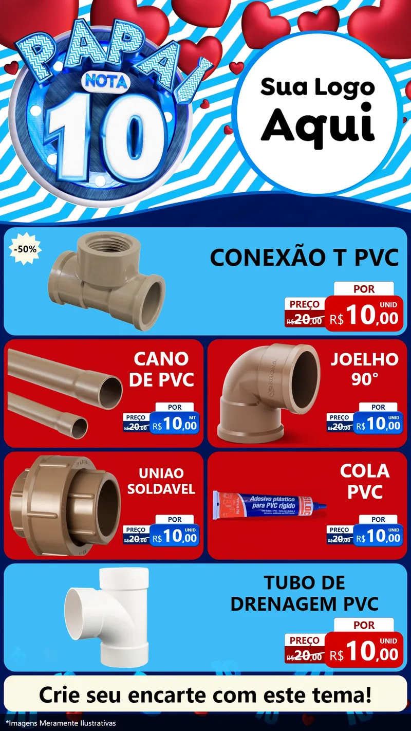 Modelo de TV para TV Vertical com o tema Papai Nota 10 para Tubos e conexões