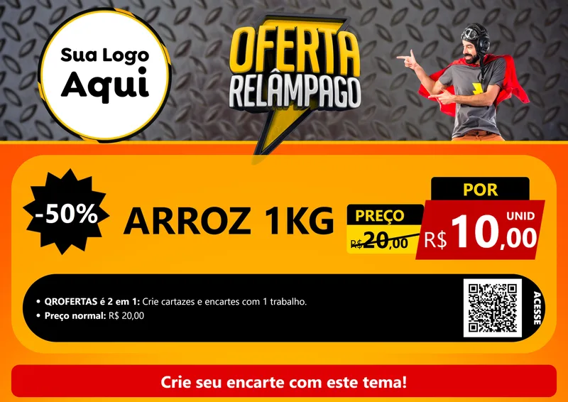 Modelo de Cartaz para Cartaz A4 Horizontal com o tema Oferta Relâmpago para Supermercado