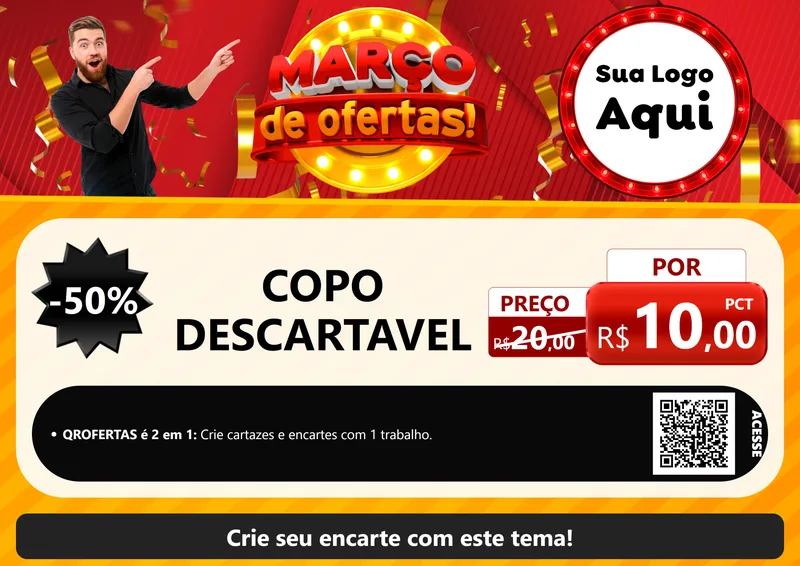 Modelo de Cartaz para Cartaz A4 Horizontal com o tema Março de Ofertas! para Embalagens