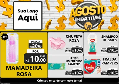 Modelo de Encarte para Encarte A4 Horizontal com o tema Agosto imbatível para Bebês