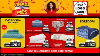 Modelo de TV para TV Horizontal com o tema Virada de Mês para Cama, Mesa e Banho
