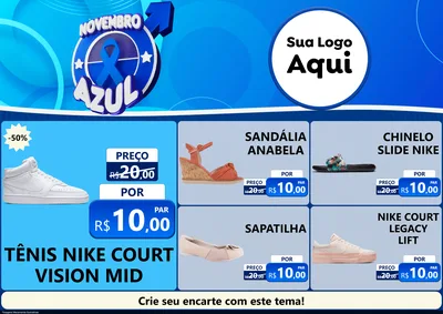Modelo de Encarte para Encarte A4 Horizontal com o tema Novembro Azul para Calçados