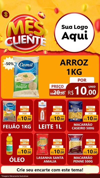 Modelo de Rede Social para Stories com o tema Mês do Cliente para Supermercado