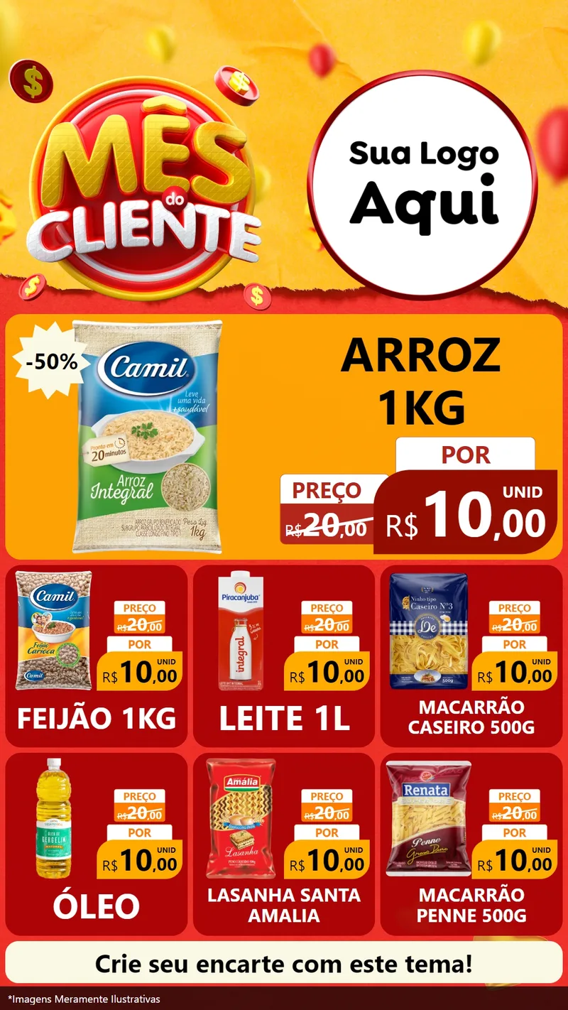 Modelo de Rede Social para Stories com o tema Mês do Cliente para Supermercado