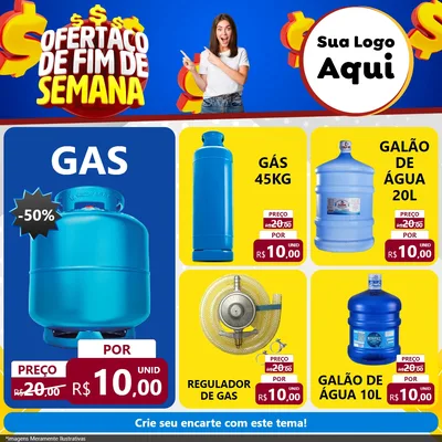 Modelo de Rede Social para Feed Facebook com o tema Ofertaço de Fim de Semana para Água e gás