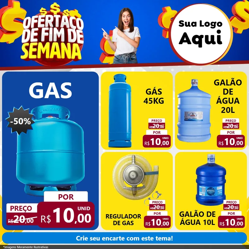 Modelo de Rede Social para Feed Facebook com o tema Ofertaço de Fim de Semana para Água e gás