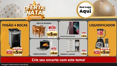 Modelo de TV para TV Horizontal com o tema Ofertas De Natal E Ano Novo para Móveis e Eletro