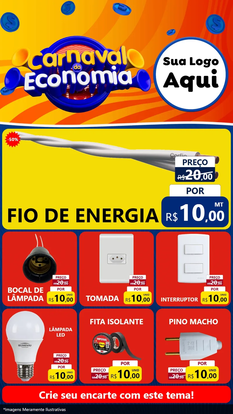 Modelo de Rede Social para Stories com o tema Carnaval da Economia para Materiais Elétricos