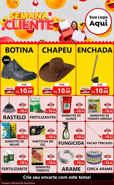 Modelo de Encarte para Encarte Grande com o tema Semana do Cliente para Agropecuária