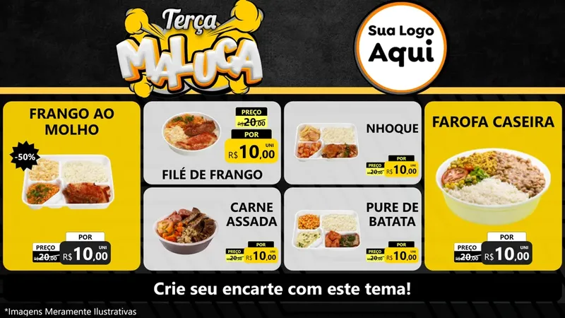 Modelo de TV para TV Horizontal com o tema Terça Maluca para Restaurante