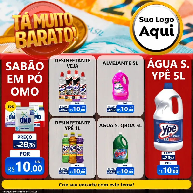 Modelo de Rede Social para Feed Facebook com o tema Está Muito Barato para Produtos de Limpeza