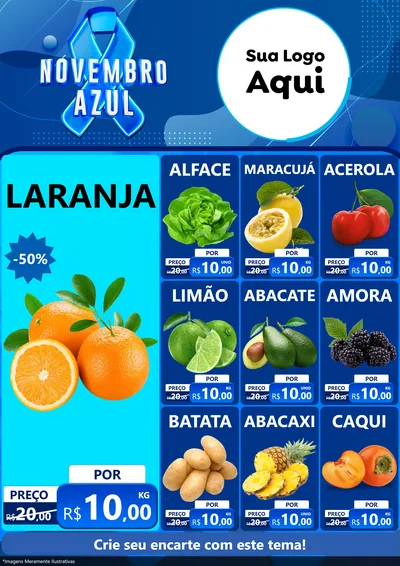 Modelo de Encarte para Encarte A4 Vertical com o tema Novembro Azul para Hortifrúti