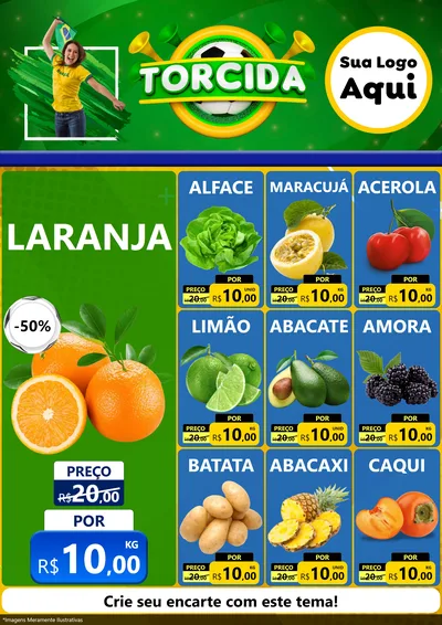 Modelo de Encarte para Encarte A4 Vertical com o tema Torcida para Hortifrúti