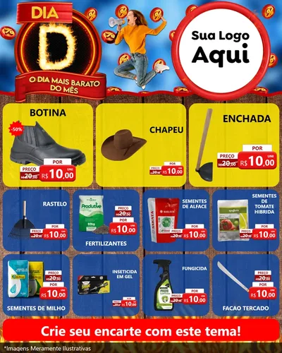 Modelo de Rede Social para Feed Instagram com o tema Dia D - O Dia Mais Barato Do Mês para Agropecuária