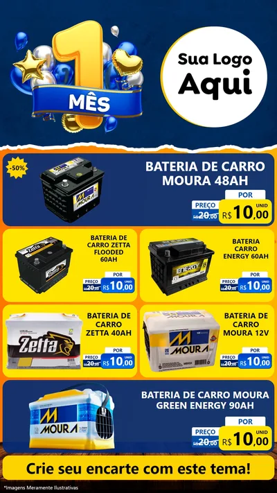 Modelo de TV para TV Vertical com o tema Um Mês de Aniversário para Baterias Elétricas