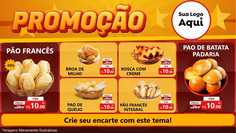 Modelo de TV para TV Horizontal com o tema Promoção para Padaria