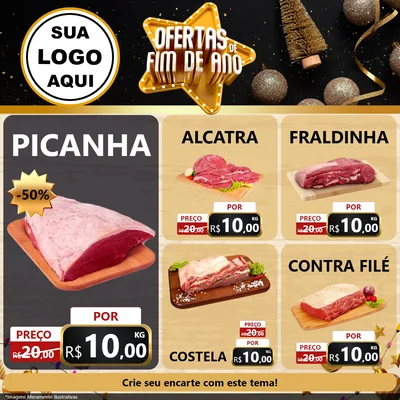 Modelo de Rede Social para Feed Facebook com o tema Ofertas de Fim de Ano para Açougue