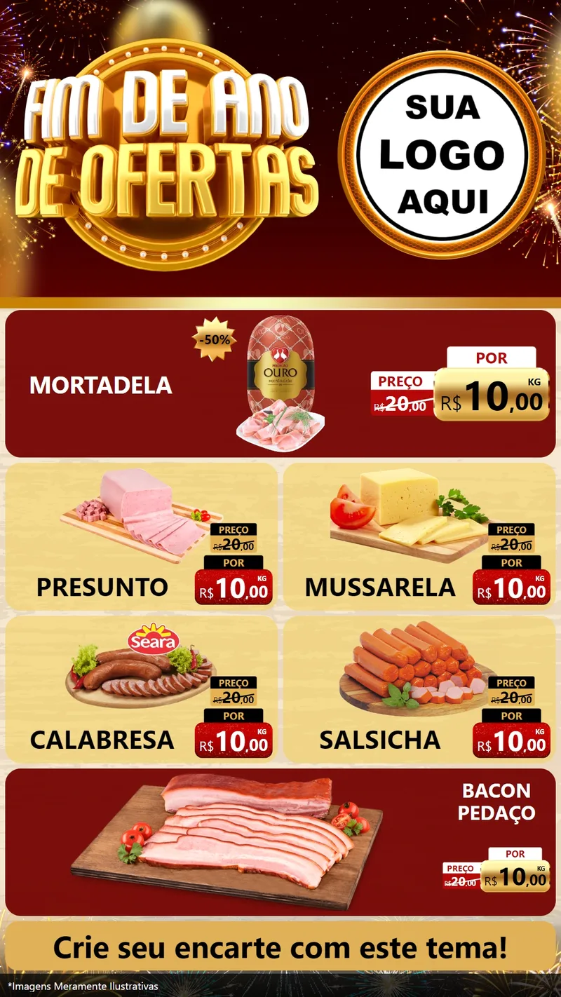 Modelo de TV para TV Vertical com o tema Fim de Ano de Ofertas para Frios e Laticínios