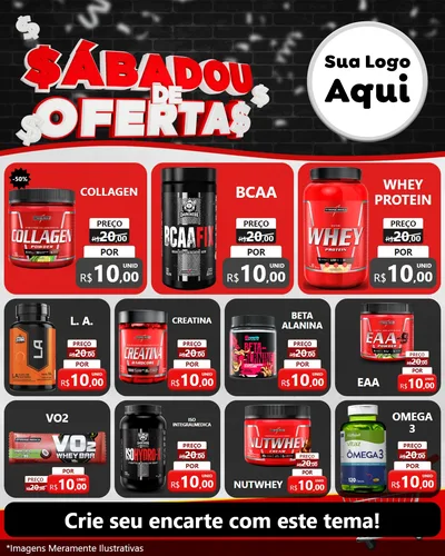 Modelo de Rede Social para Feed Instagram com o tema Sabadou de Ofertas para Suplementos alimentares