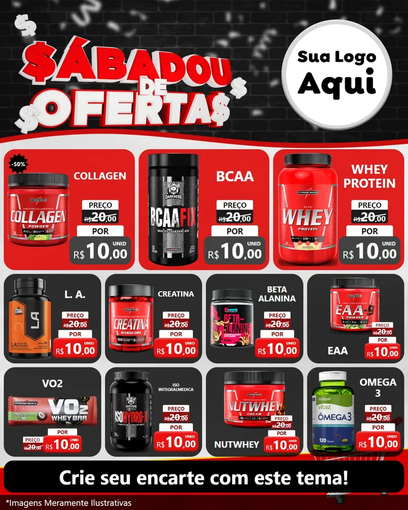 Modelo de Rede Social para Feed Instagram com o tema Sabadou de Ofertas para Suplementos alimentares