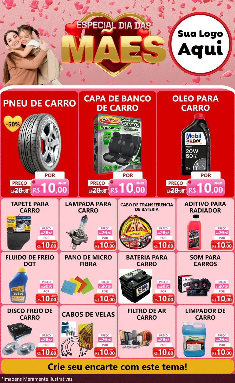 Modelo de Encarte para Encarte Grande com o tema Especial Dia Das Mães para Auto peças