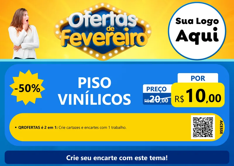 Modelo de Cartaz para Cartaz A4 Horizontal com o tema Ofertas de Fevereiro para Material para Construção