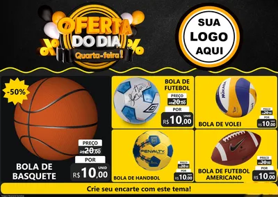 Modelo de Encarte para Encarte A4 Horizontal com o tema Oferta do Dia - Quarta Feira! para Artigos Esportivos