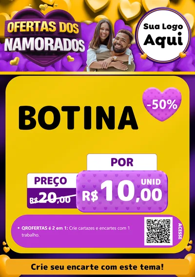 Modelo de Cartaz para Cartaz A4 Vertical com o tema Oferta Dos Namorados para Agropecuária