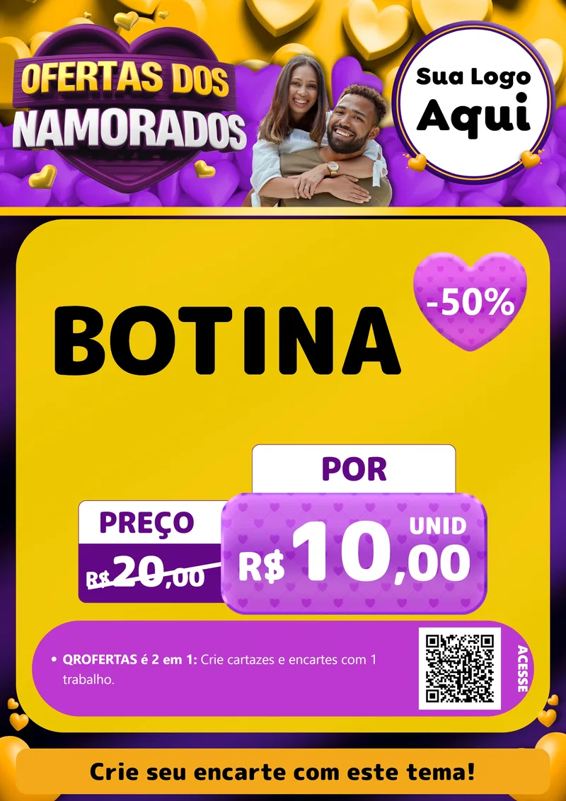Modelo de Cartaz para Cartaz A4 Vertical com o tema Oferta Dos Namorados para Agropecuária