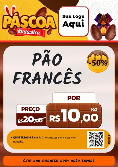 Modelo de Cartaz para Cartaz A4 Vertical com o tema Páscoa Fantástica para Padaria