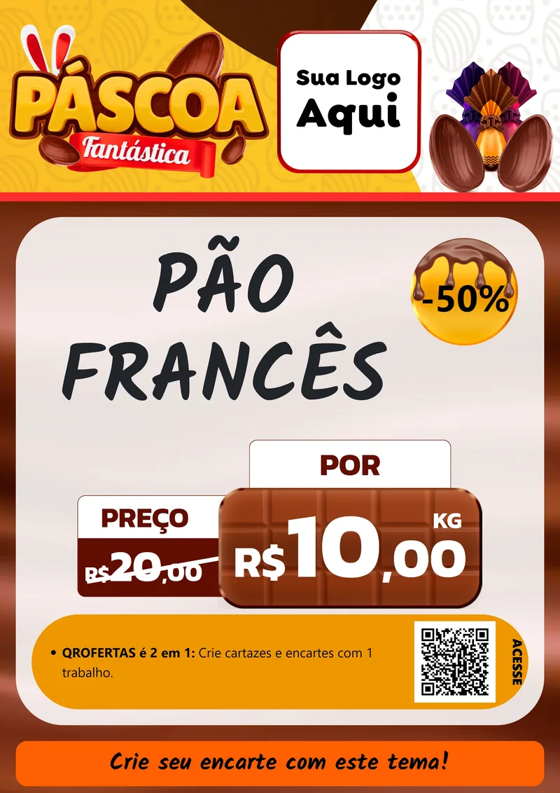 Modelo de Cartaz para Cartaz A4 Vertical com o tema Páscoa Fantástica para Padaria