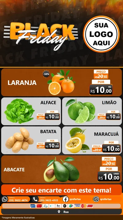 Modelo de TV para TV Vertical com o tema Black Friday para Hortifrúti