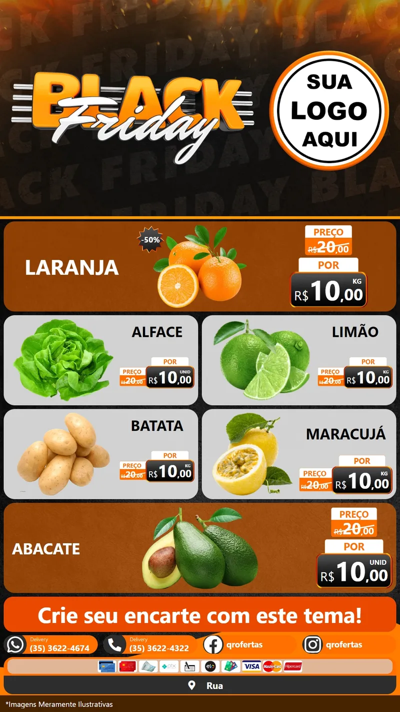 Modelo de TV para TV Vertical com o tema Black Friday para Hortifrúti
