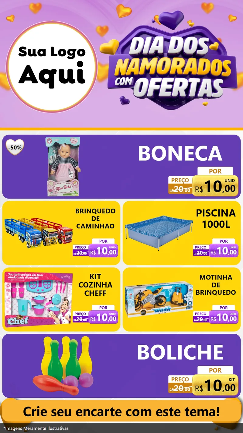Modelo de TV para TV Vertical com o tema Dia Dos Namorados Com Ofertas para Brinquedos