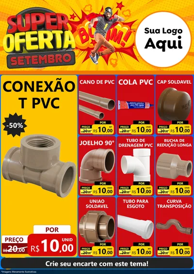 Modelo de Encarte para Encarte A4 Vertical com o tema Super Oferta Setembro para Tubos e conexões