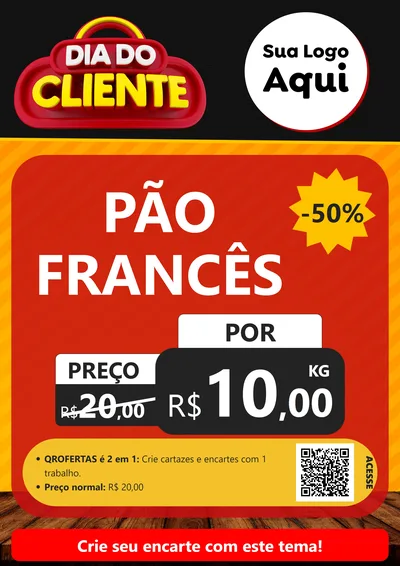 Modelo de Cartaz para Cartaz A4 Vertical com o tema Dia do Cliente para Padaria