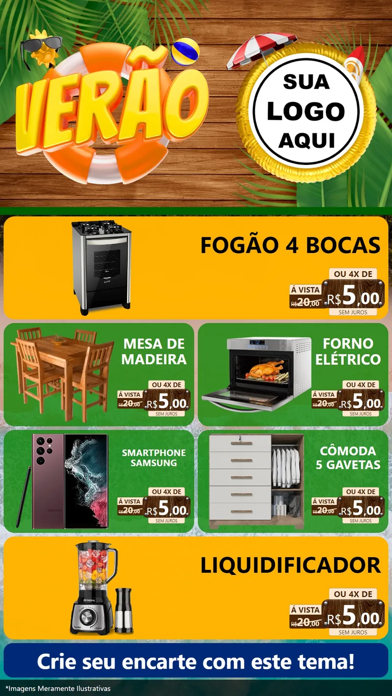 Modelo de TV para TV Vertical com o tema Verão para Móveis e Eletro