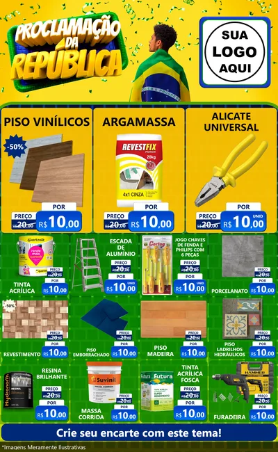 Modelo de Encarte para Encarte Grande com o tema Proclamação da República para Material para Construção