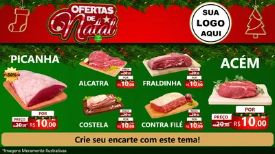 Modelo de TV para TV Horizontal com o tema Ofertas de Natal para Açougue