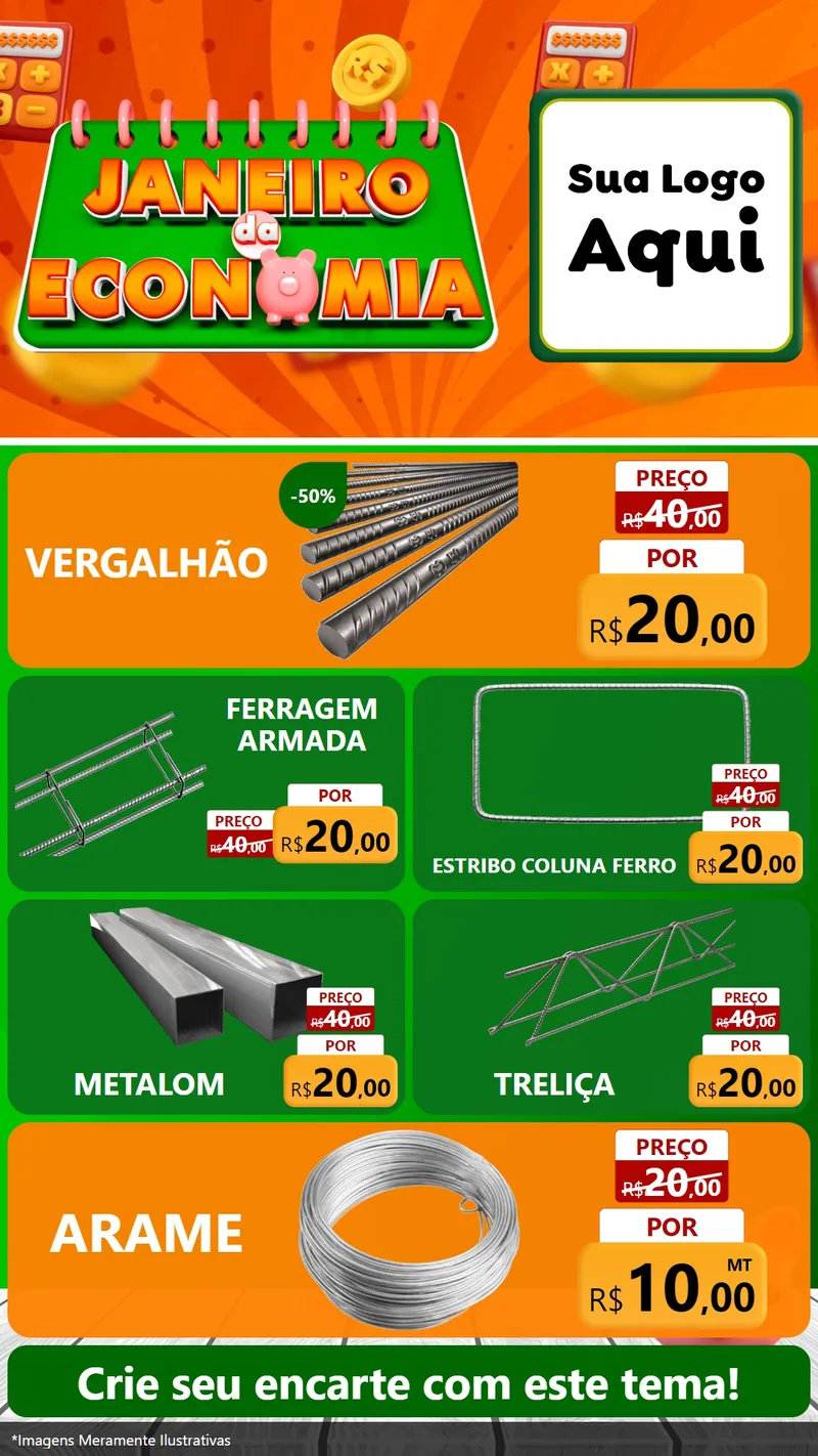Modelo de TV para TV Vertical com o tema Janeiro da Economia para Ferragens