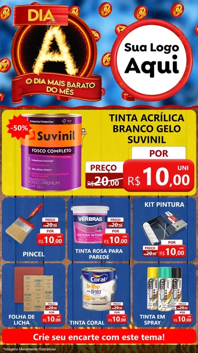 Modelo de Rede Social para Stories com o tema Dia A - O Dia Mais Barato Do Mês para Tintas e Ferramentas